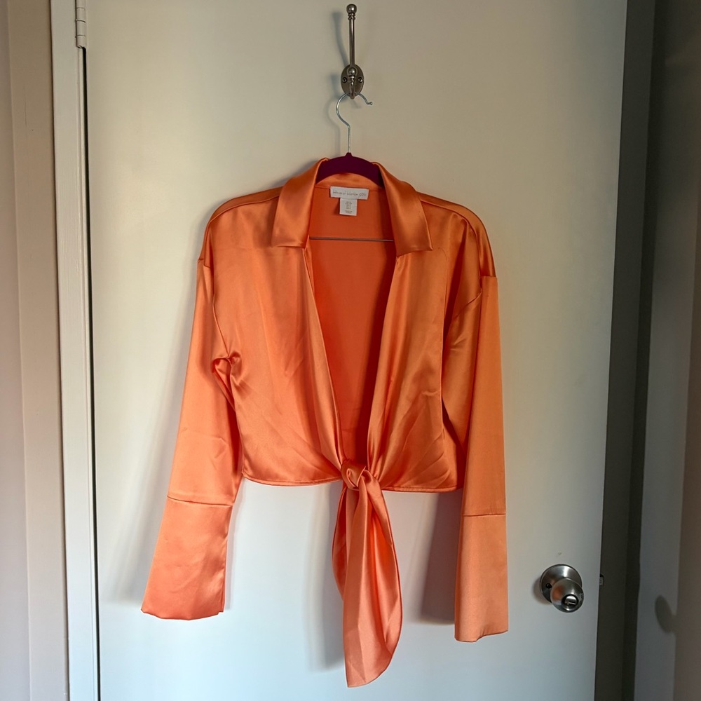 House of Harlow 1960 Vibrant Orange Satin crop jacket
